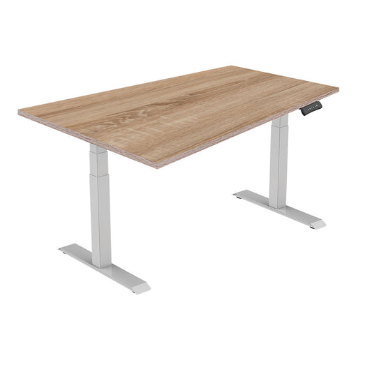 LASER PLUS - Höhenverstellbarer Premium Schreibtisch ODIN Grau - Sonoma Eiche
