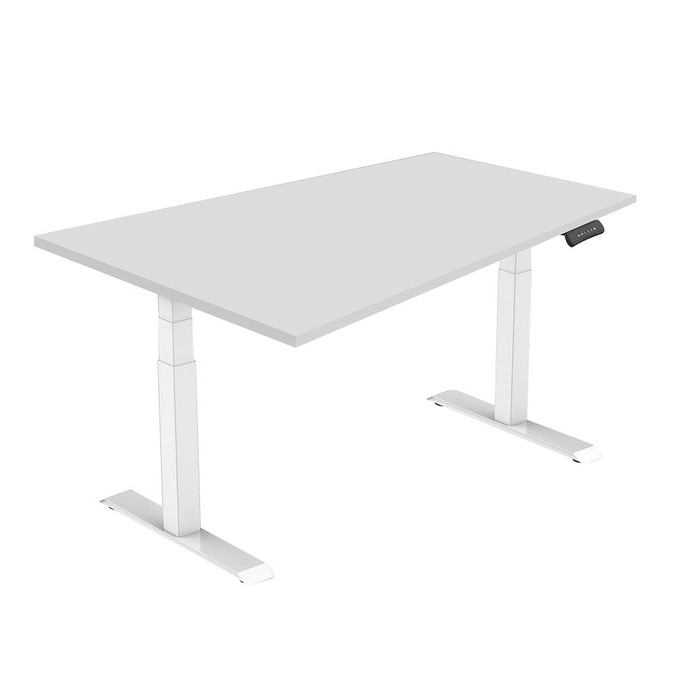 LASER PLUS - Höhenverstellbarer Premium Schreibtisch ODIN Weiß - Lichtgrau