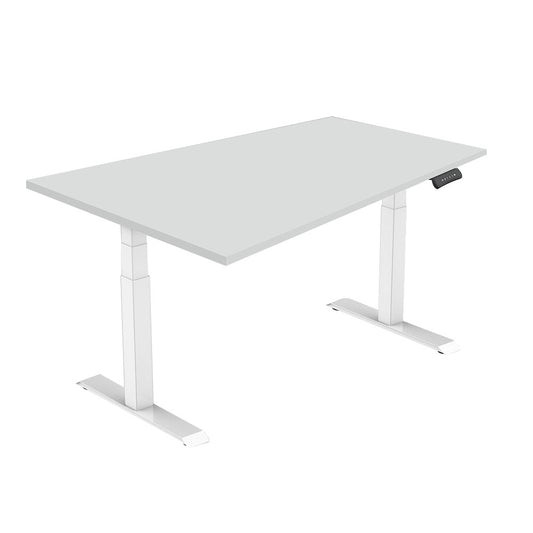 LASER PLUS - Höhenverstellbarer Premium Schreibtisch ODIN Weiß - Lichtgrau