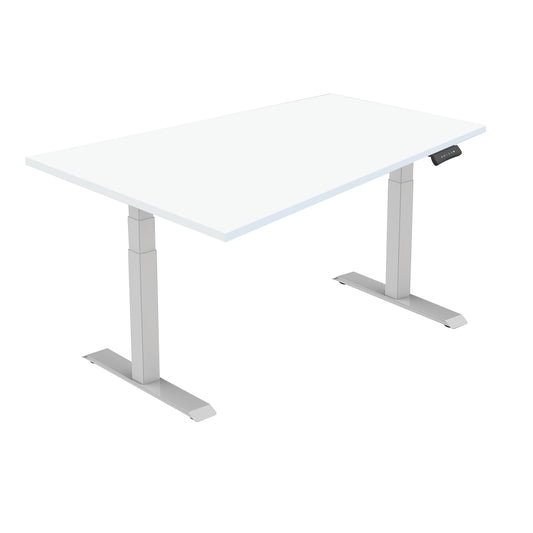 LASER PLUS - Höhenverstellbarer Premium Schreibtisch ODIN Grau - Weiß