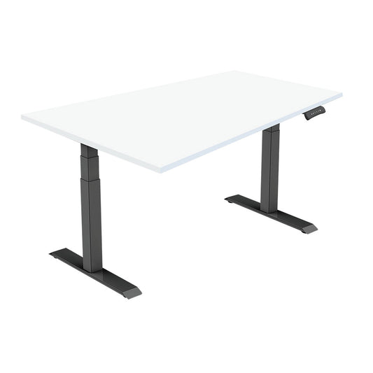 LASER PLUS - Höhenverstellbarer Premium Schreibtisch ODIN Schwarz - Weiß