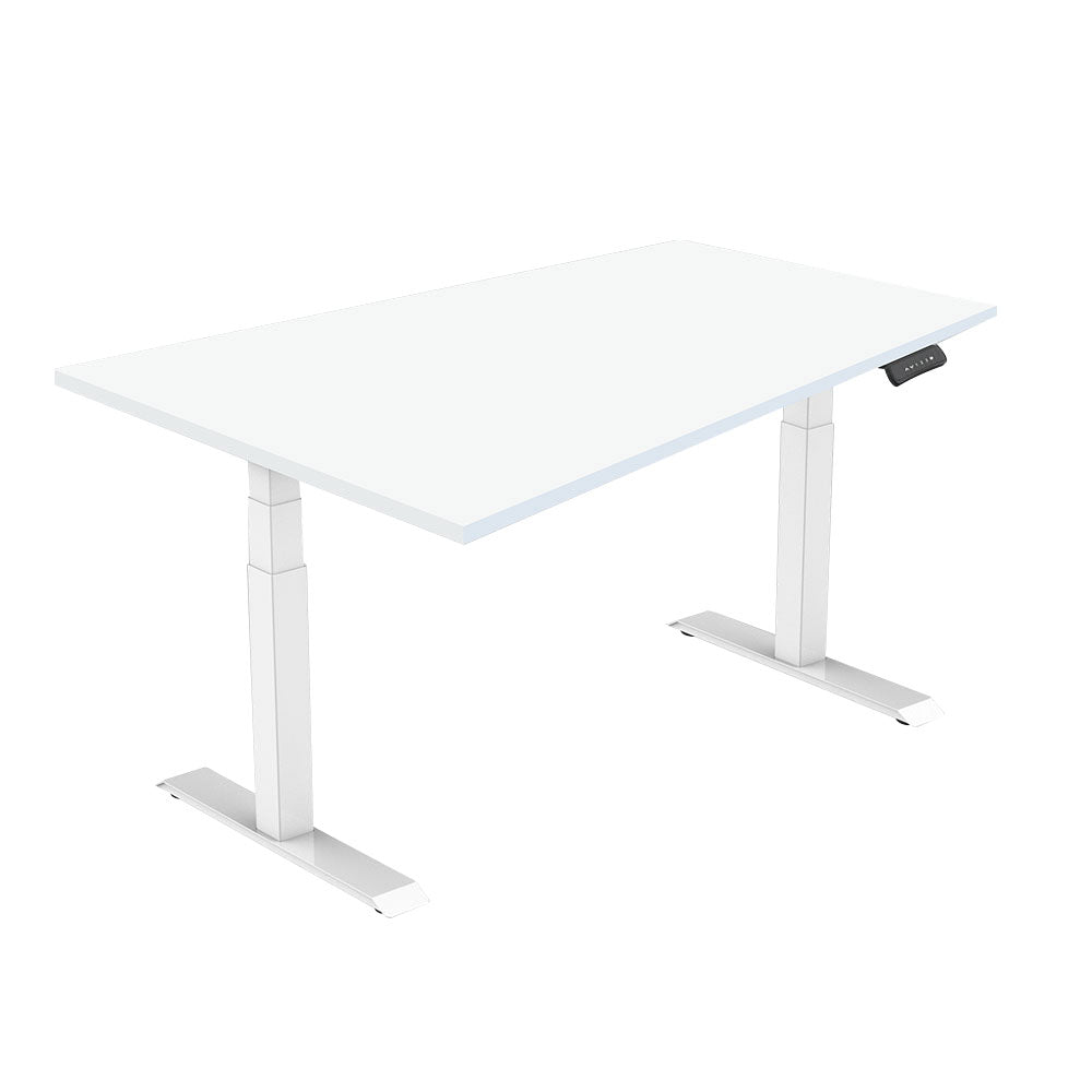 LASER PLUS - Höhenverstellbarer Premium Schreibtisch ODIN Weiß - Weiß