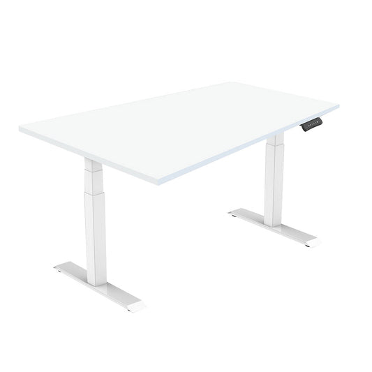 LASER PLUS - Höhenverstellbarer Premium Schreibtisch ODIN Weiß - Weiß