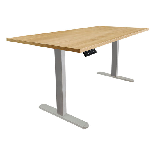 LASER PLUS - Höhenverstellbarer Schreibtisch BALDUR Weiß - Ahorn